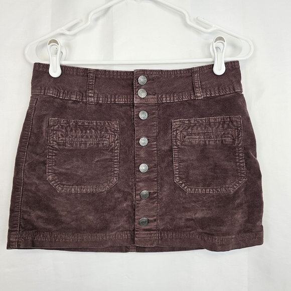 Free People We The Free Joanie Corduroy Button Front Mini Skirt Brown Size 26 - Picture 4 of 11